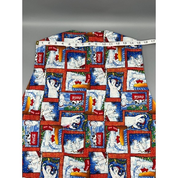 Coca Cola Polar‎ Bear Merry Christmas Waistcoat Vest Reversible Print Size S/M - Picture 8 of 12